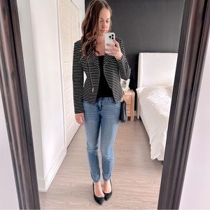 Tristan moto jacket stripes black white XS